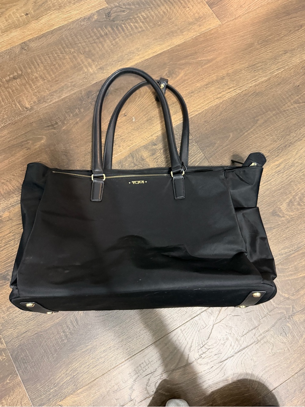 Tumi Voyageur Mauren Laptop Tote with Leather Handles and Gold Accents
